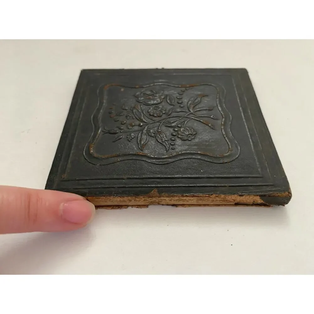 Vtg Antique Victorian Padded Daguerreotype Cabinet Photo Picture Cases Lids Tops